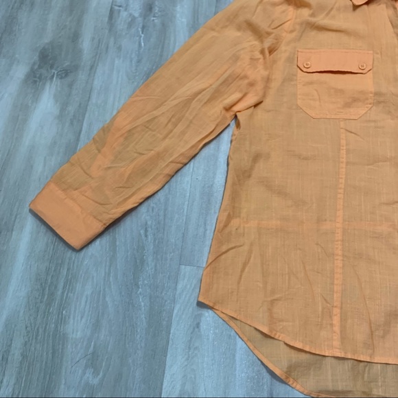 Chico’s Orange Peach Split Back Shirt Sz 2 L - Picture 4 of 8